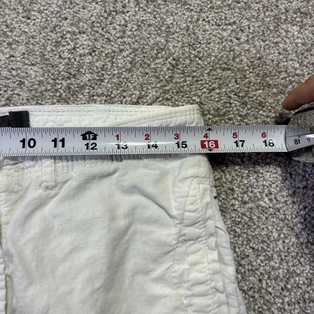 H&M L.O.G.G. Pants Womens 31 White Linen Blend Chino Drawstring Hem Summer